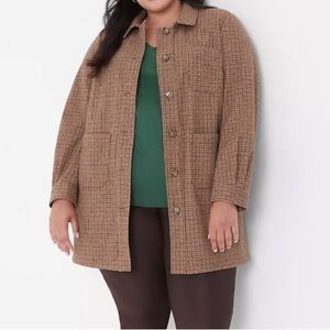 Small Tan Plaid Brushed Faux-Wool Jacket